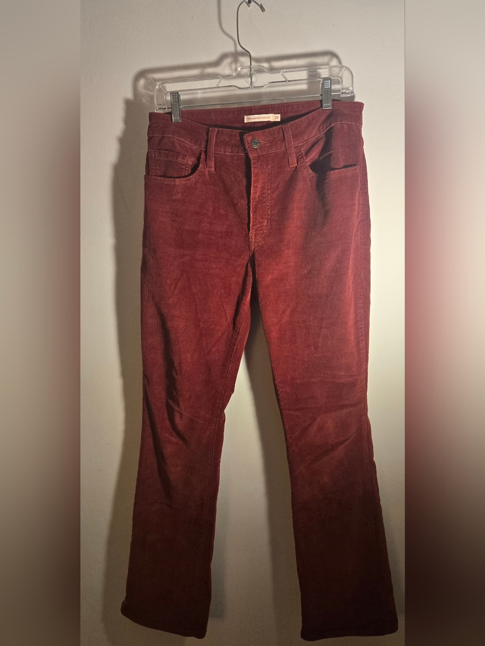 Levi's Women's Highrise Bootcut Corduroy Pants in Deep Red Rust